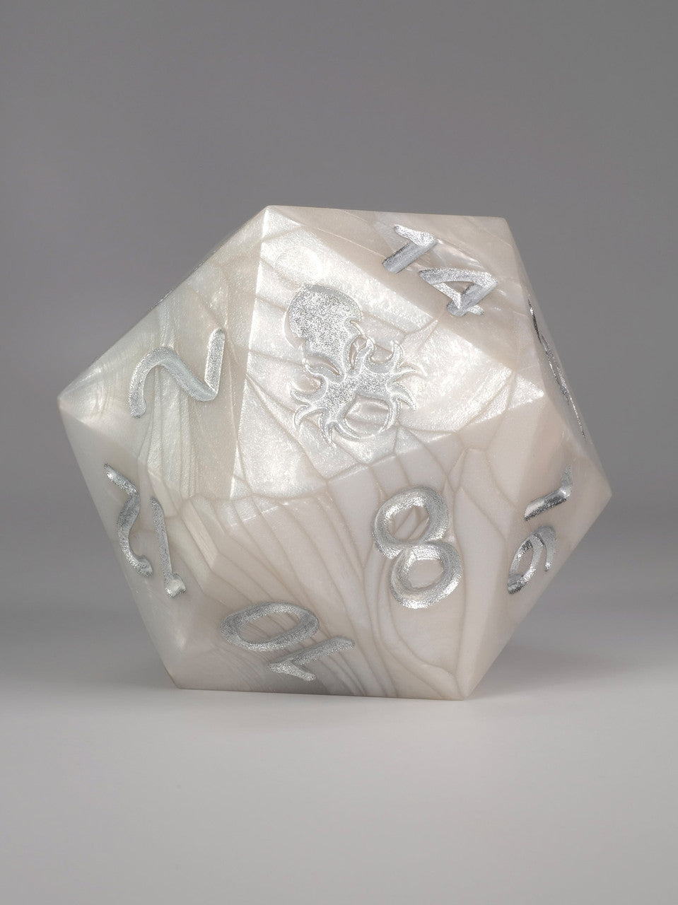 White with Silver Ink Hand Polished Sharp Edge 55mm D20